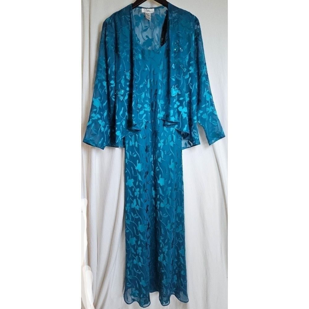 Vintage Patra 2 Piece Teal Lace Dress